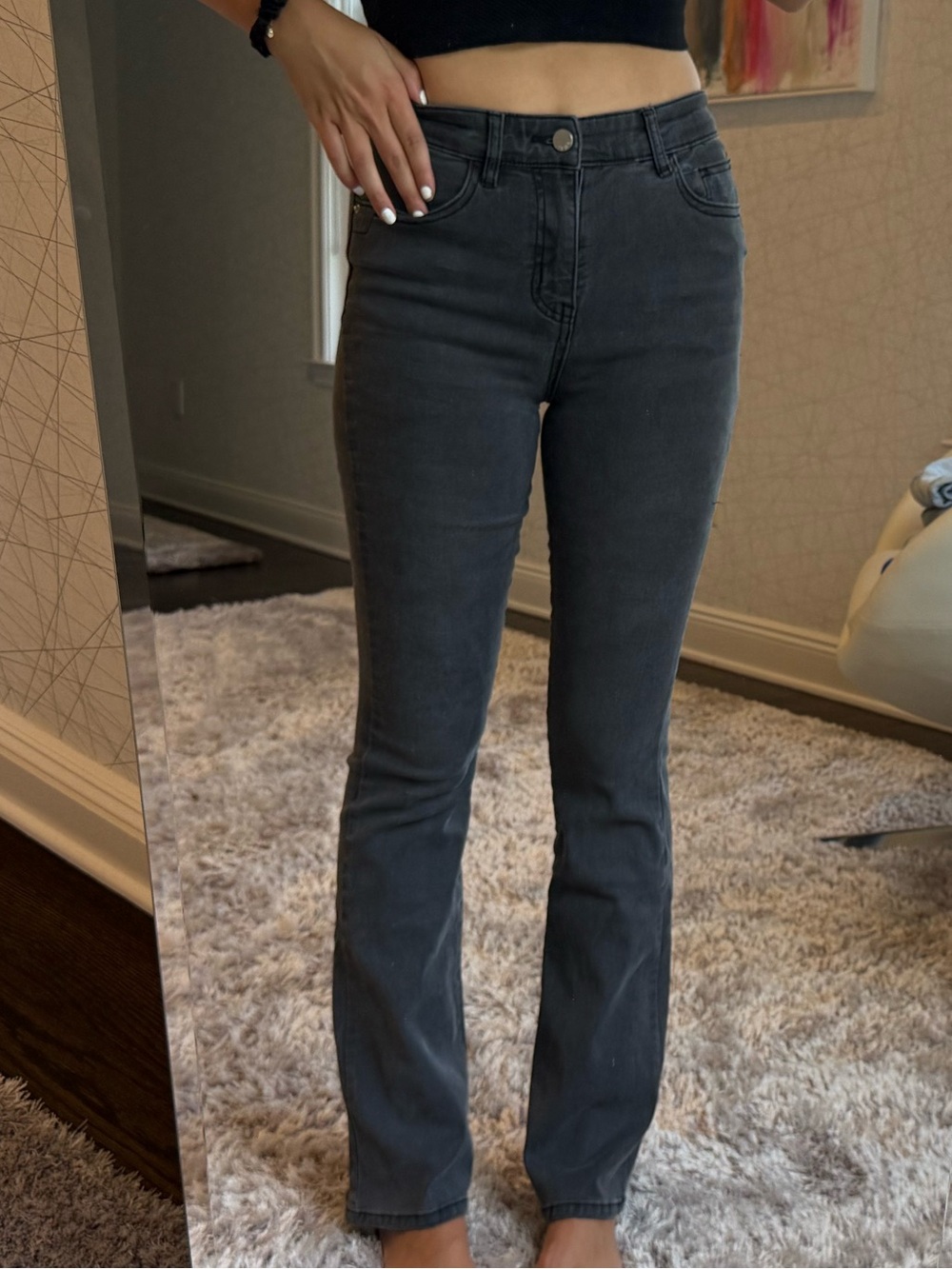 SHEIN Charcoal High-Rise Flare Jeans